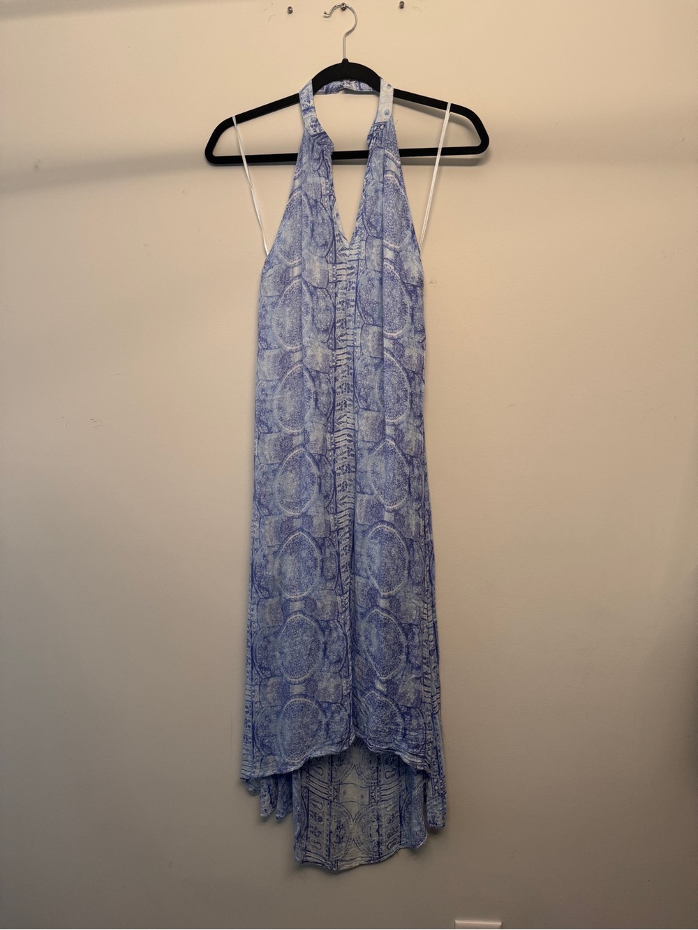 O'Neill Blue and White Halter Maxi Dress
